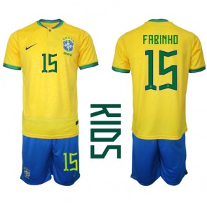 Brazílie Fabinho #15 Dětské Domácí dres komplet MS 2022 Krátký Rukáv (+ trenýrky)